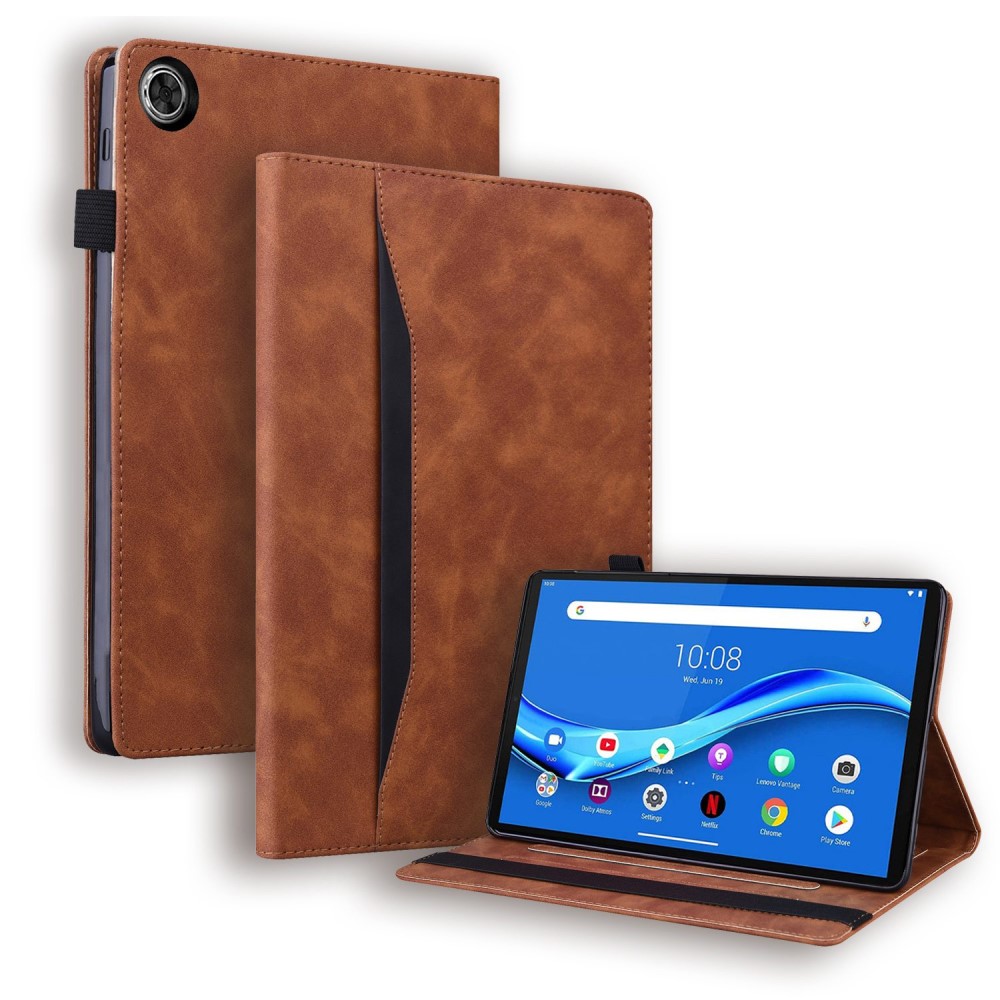  Lenovo Tab M10 Plus Gen 3 Fodral Frontficka Och Pennhållare Brun