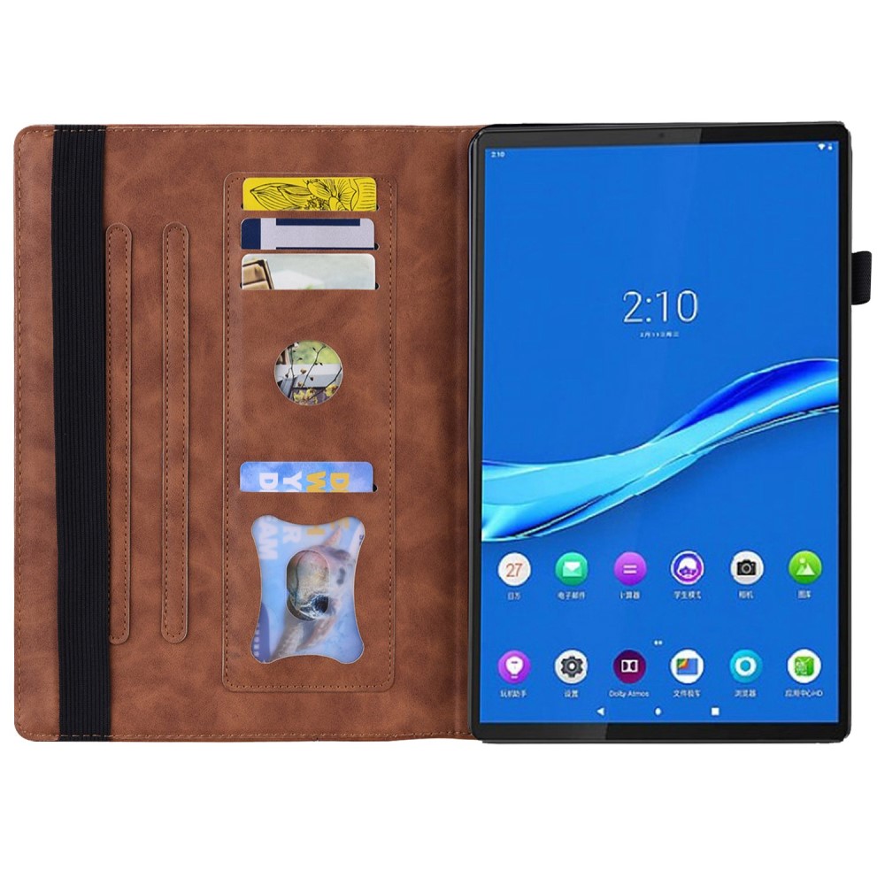  Lenovo Tab M10 Plus Gen 3 Fodral Frontficka Och Pennhållare Brun