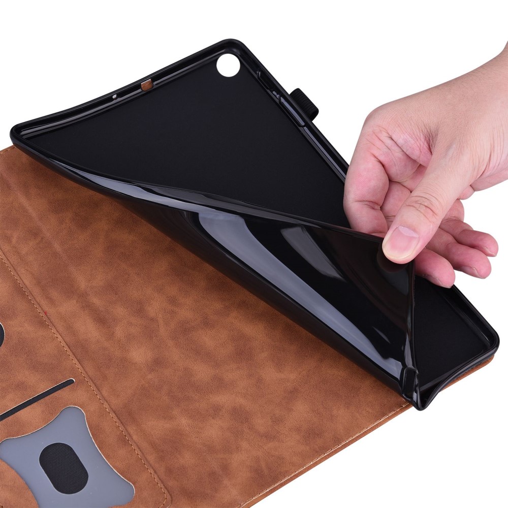  Lenovo Tab M10 Plus Gen 3 Fodral Frontficka Och Pennhållare Brun