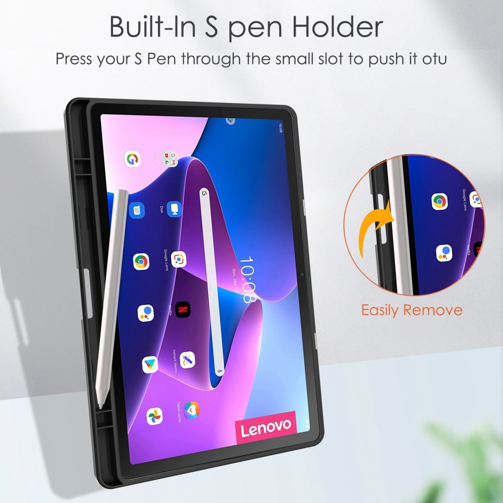  Lenovo Tab M10 Plus Gen 3 Fodral Tri-Fold Hybrid Svart