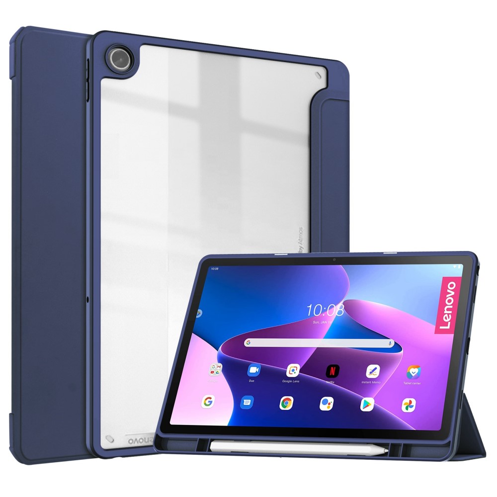  Lenovo Tab M10 Plus Gen 3 Fodral Tri-Fold Hybrid Mörk Blå