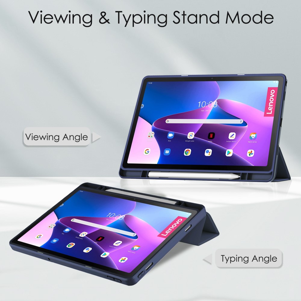 Lenovo Tab M10 Plus Gen 3 Fodral Tri-Fold Hybrid Mörk Blå