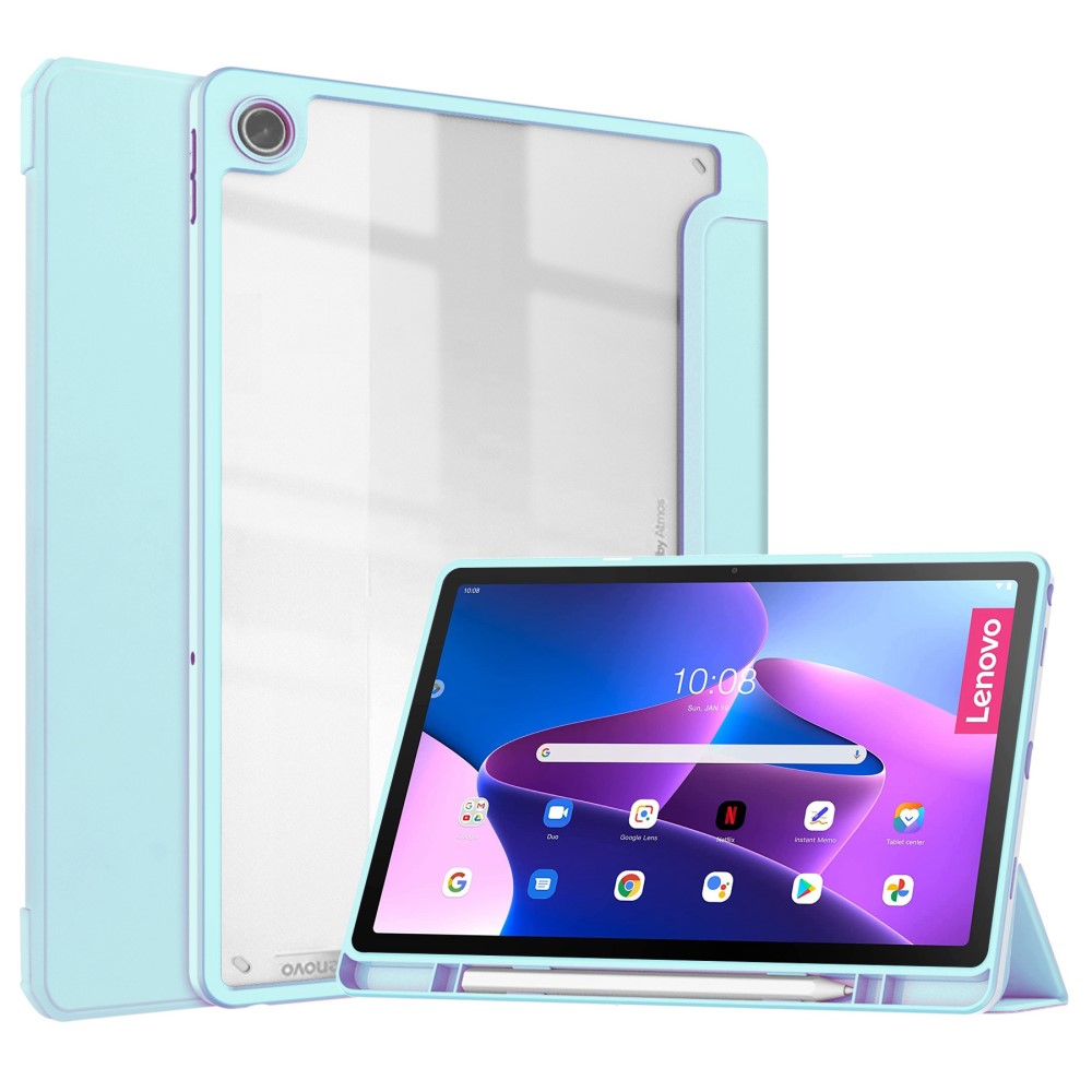  Lenovo Tab M10 Plus Gen 3 Fodral Tri-Fold Hybrid Ljus Blå
