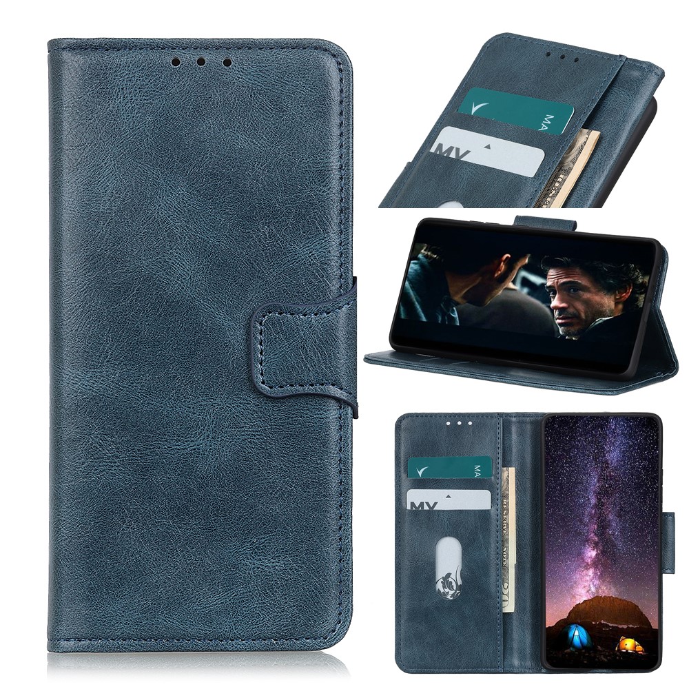  Xiaomi Redmi 9C Fodral Crazy Horse Läder Blå