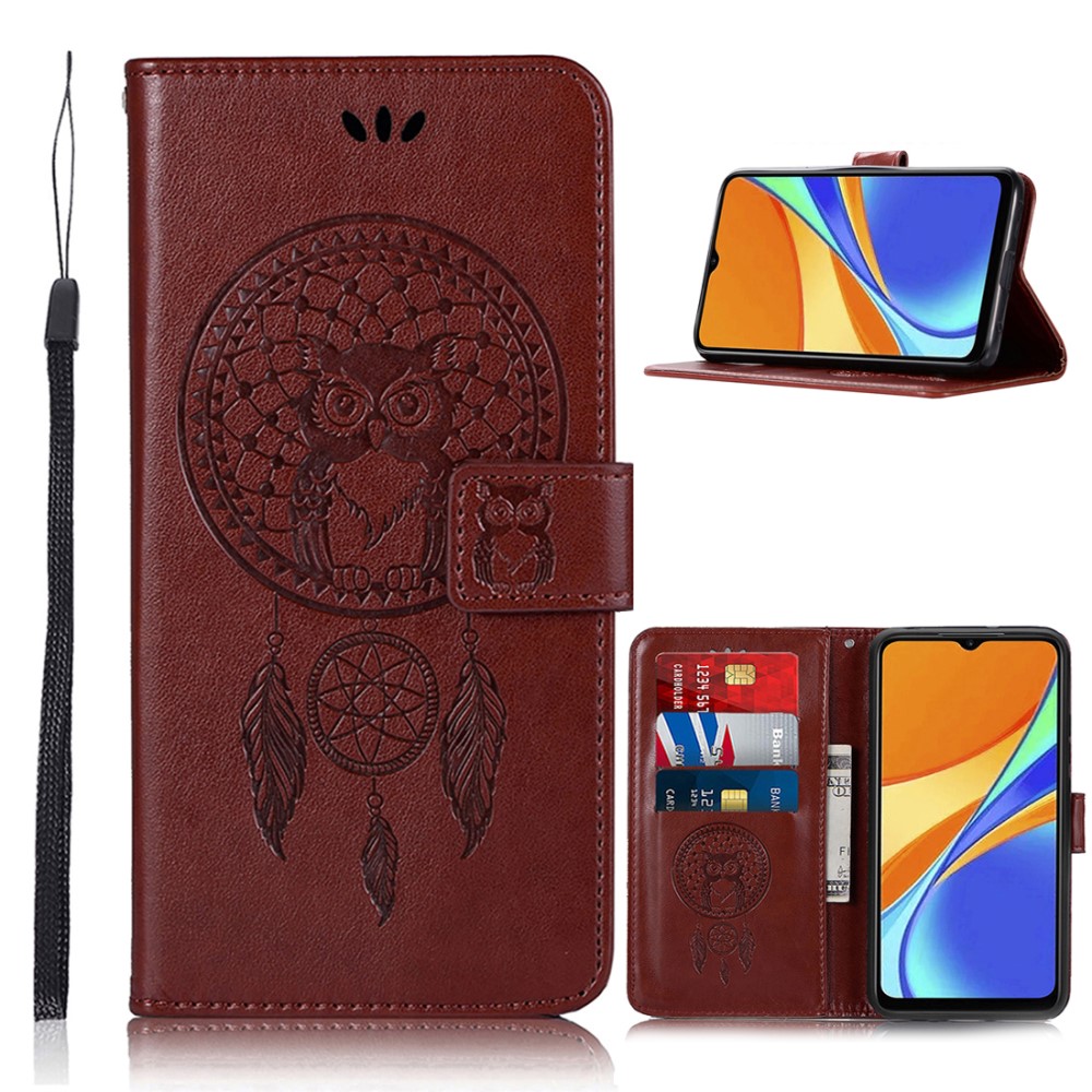  Xiaomi Redmi 9C Fodral Owl Dream Catcher Brun