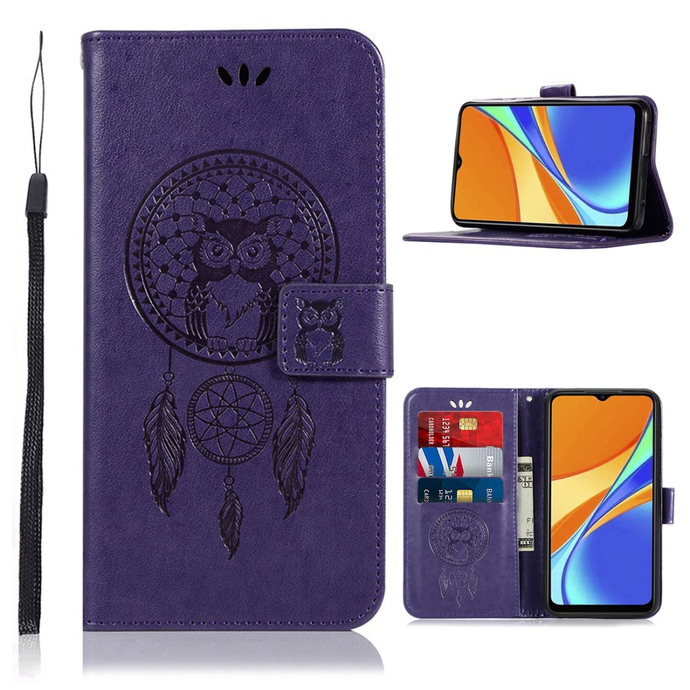  Xiaomi Redmi 9C Fodral Owl Dream Catcher Lila