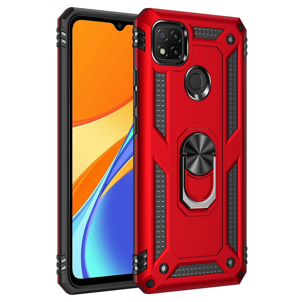  Xiaomi Redmi 9C Skal Ring Shockproof Röd