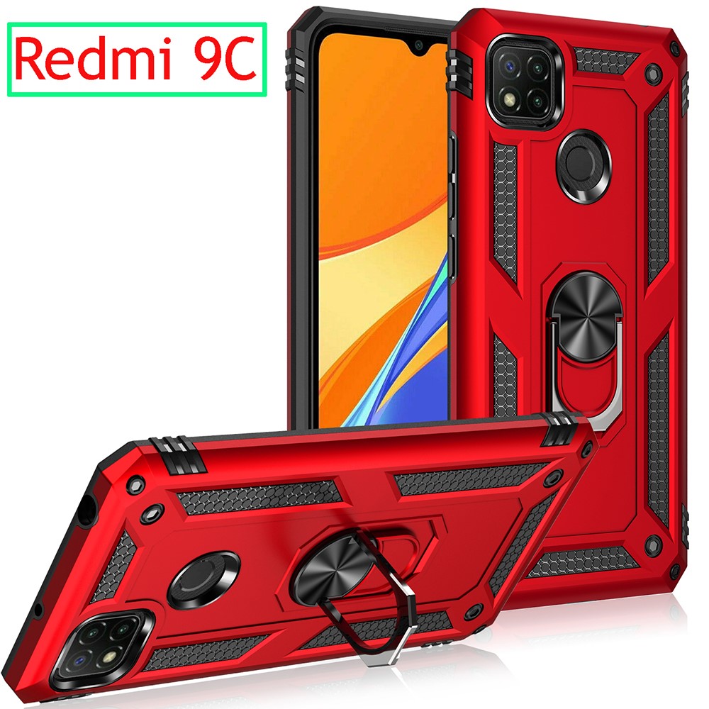  Xiaomi Redmi 9C Skal Ring Shockproof Röd