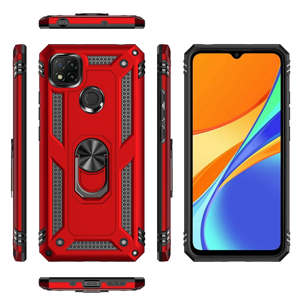  Xiaomi Redmi 9C Skal Ring Shockproof Röd