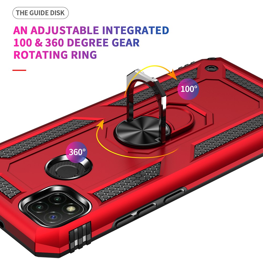  Xiaomi Redmi 9C Skal Ring Shockproof Röd