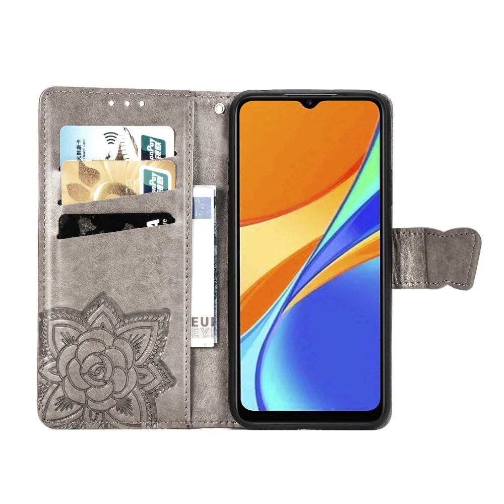  Xiaomi Redmi 9C Fodral Butterfly Grå