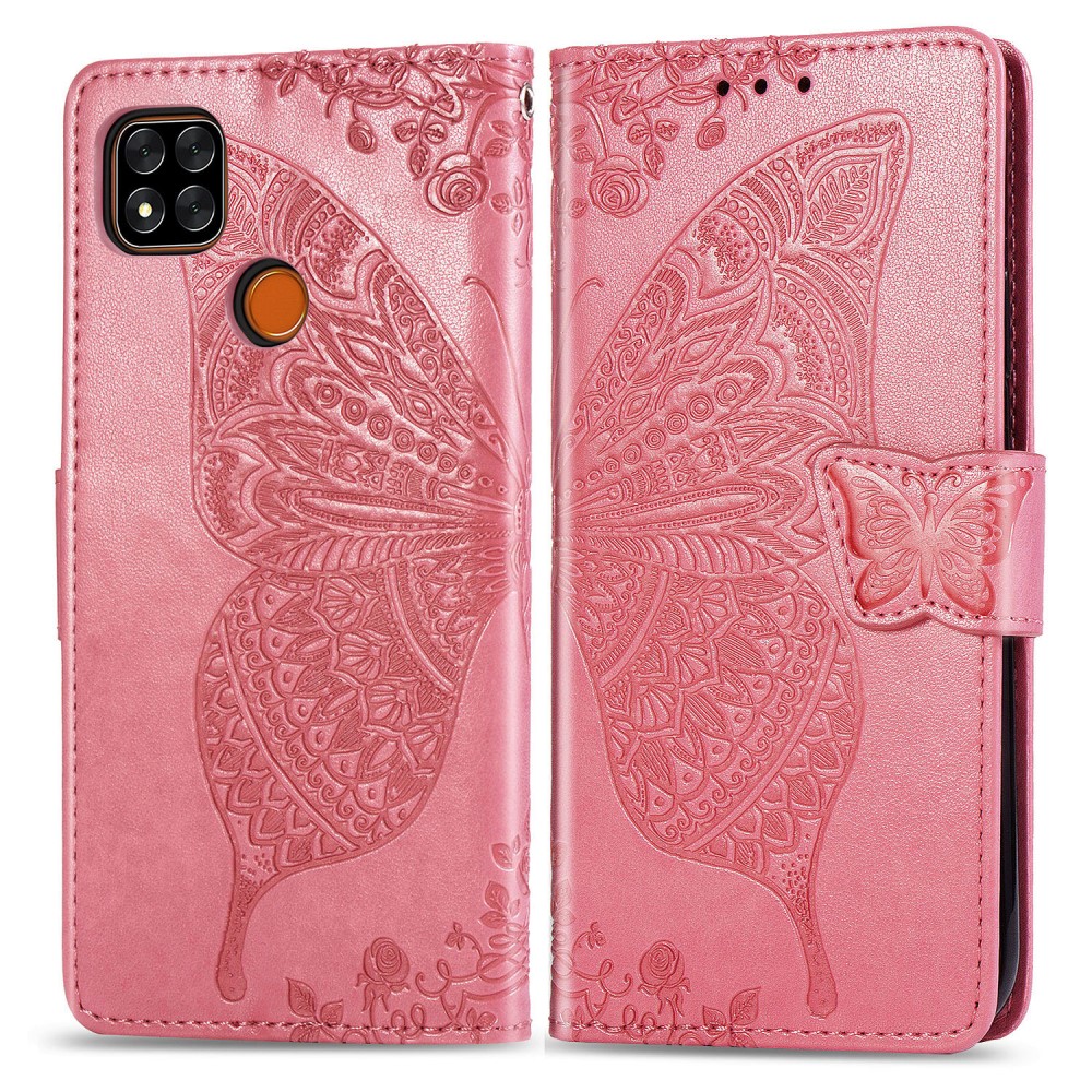 Xiaomi Redmi 9C Fodral Butterfly Rosa