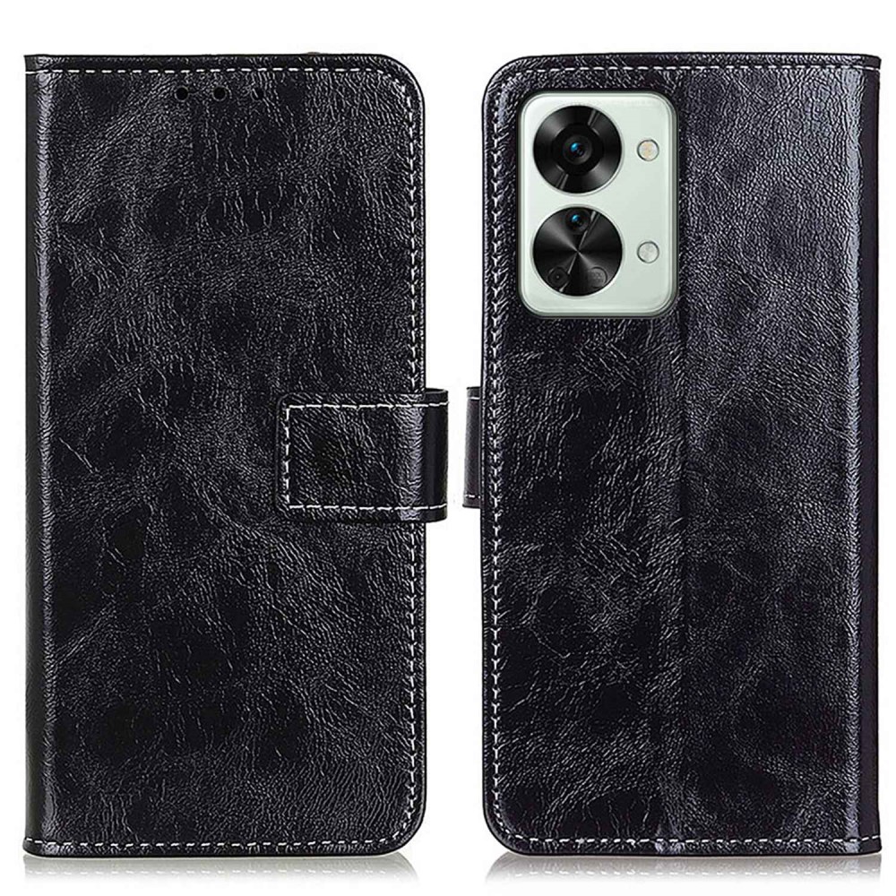  OnePlus Nord 2T 5G Fodral Crazy Horse Läder Svart