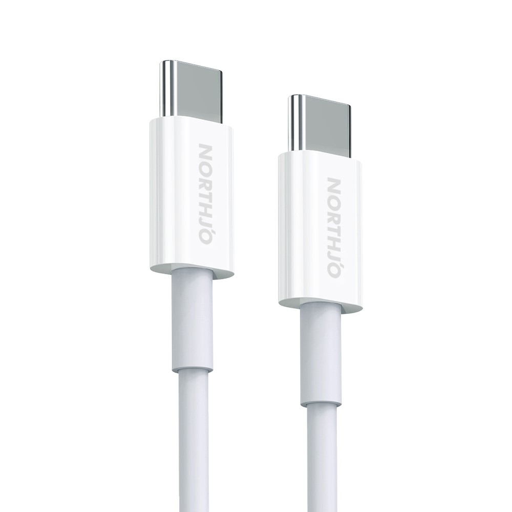 NORTHJO NORTHJO 1m 60W PD USB-C - USB-C Snabbladdnings Kabel Vit