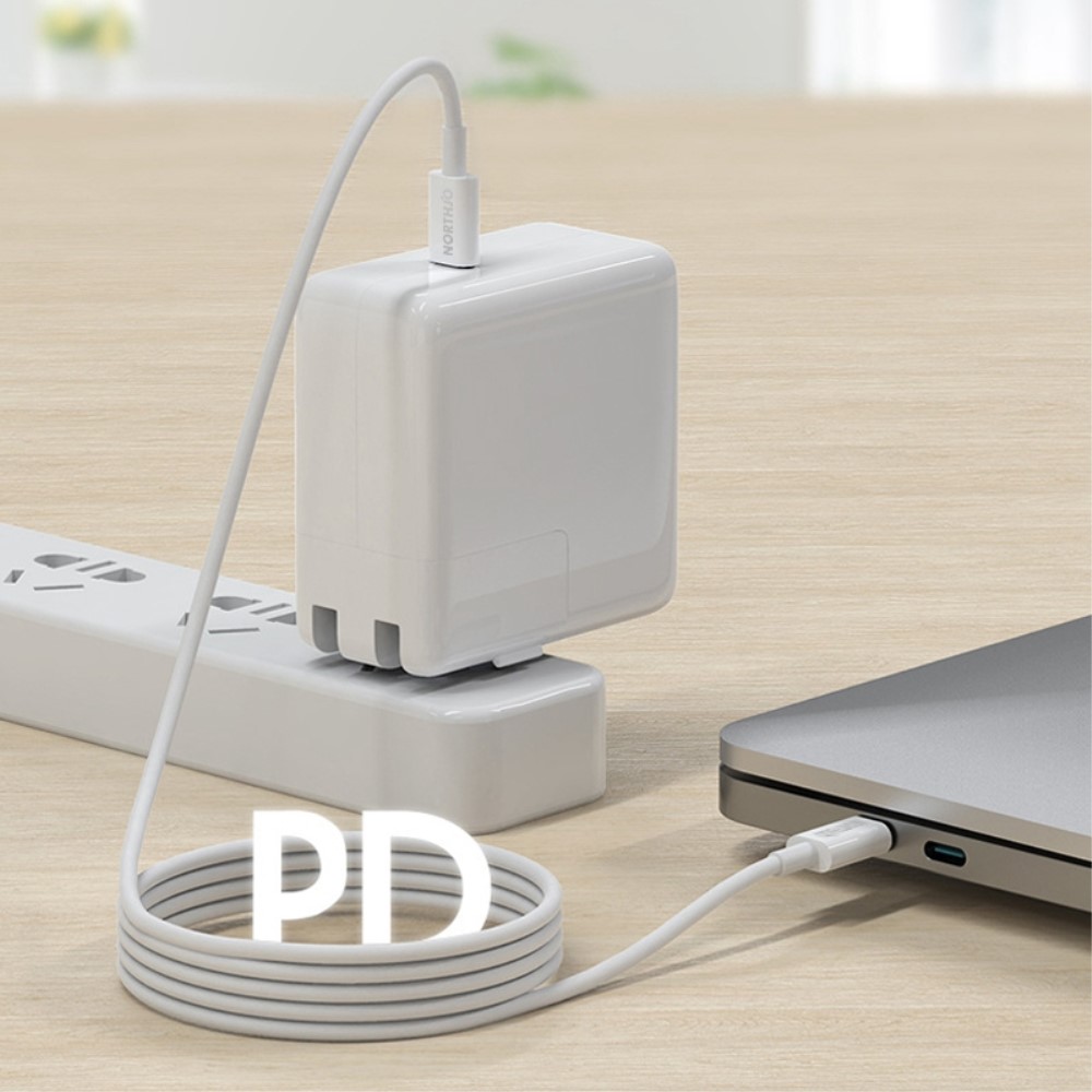 NORTHJO NORTHJO 1m 60W PD USB-C - USB-C Snabbladdnings Kabel Vit
