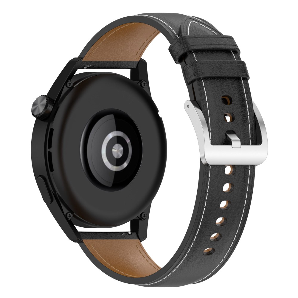  Äkta Läder Armband Smartwatch (22 mm) Svart