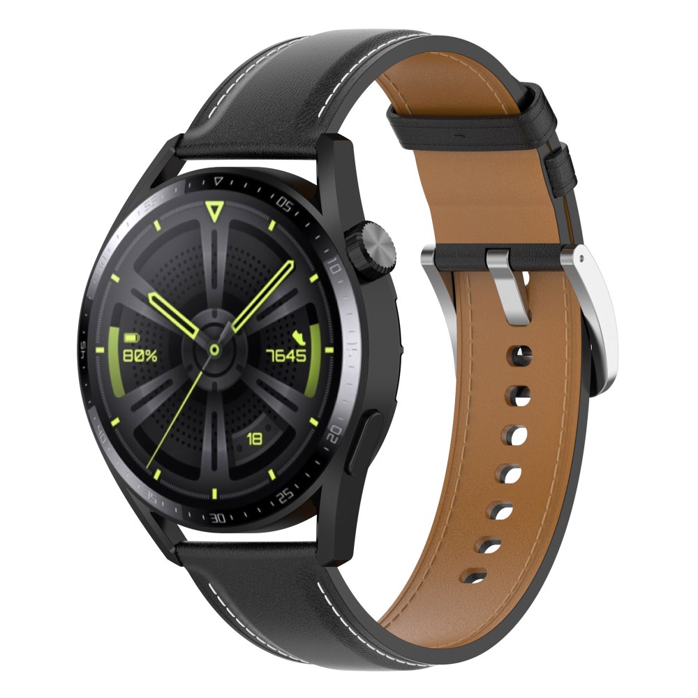  Äkta Läder Armband Smartwatch (22 mm) Svart