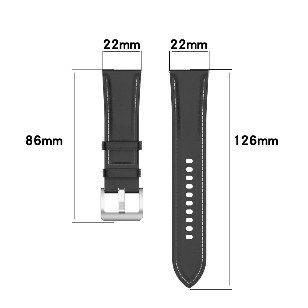  Äkta Läder Armband Smartwatch (22 mm) Svart
