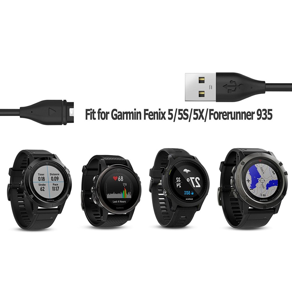  USB Laddningskabel 1m Garmin Smartwatch Svart