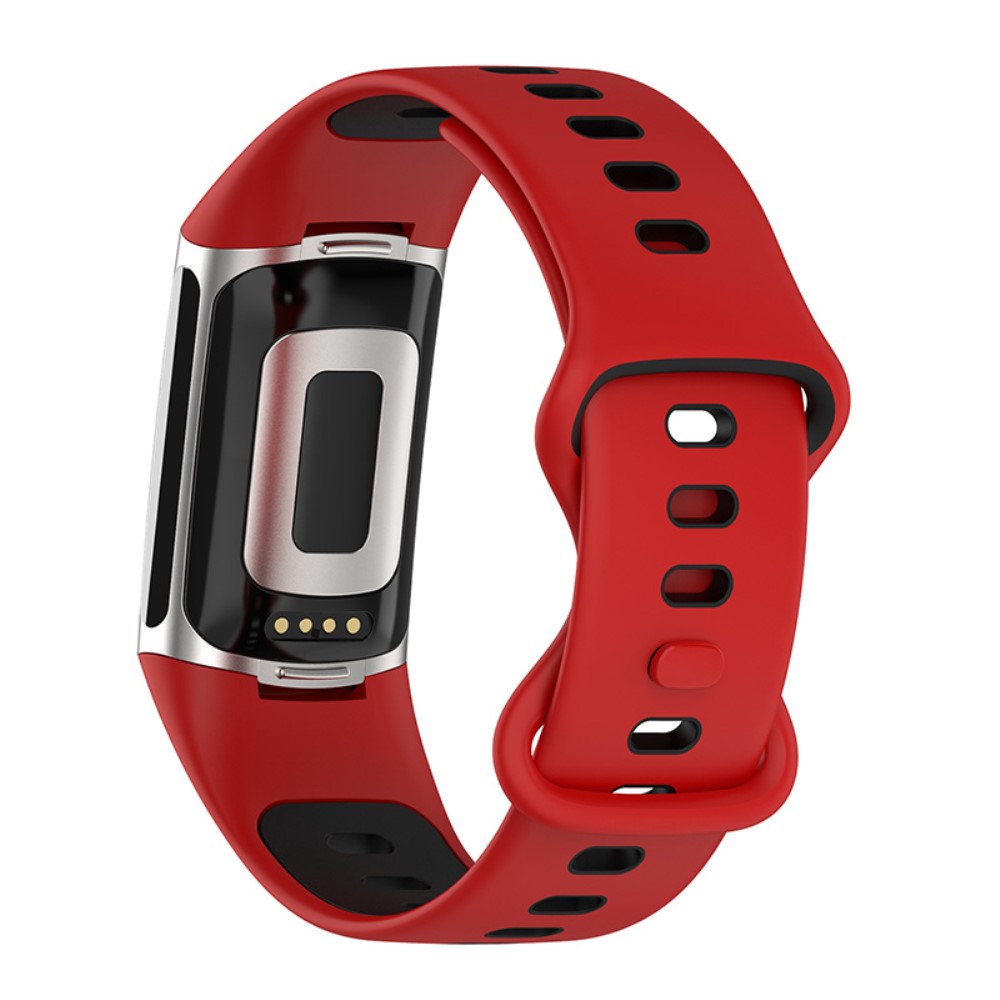  Fitbit Charge 6 / 5 Armband Silikon Tvåfärgat Röd/Svart