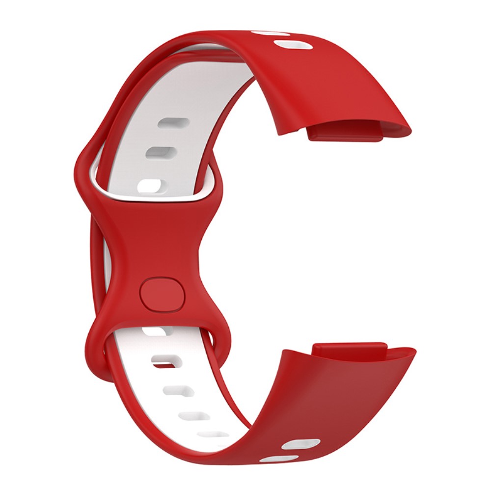  Fitbit Charge 6 / 5 Armband Silikon Tvåfärgat Röd/Vit