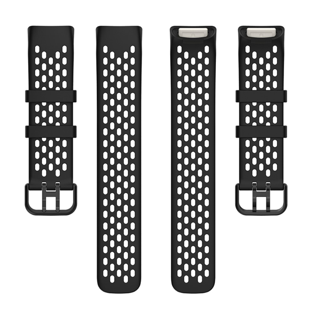  Fitbit Charge 6 / 5 Armband Silikon Ihåligt Svart