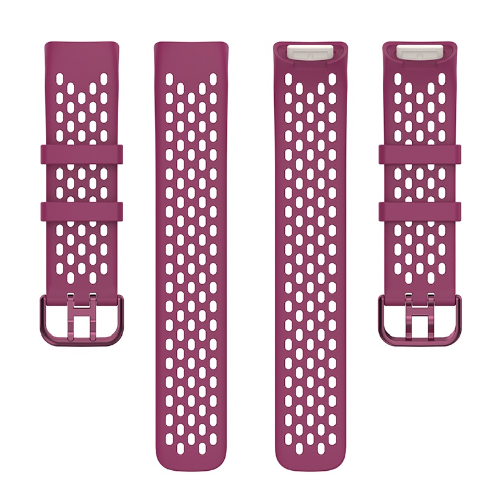  Fitbit Charge 6 / 5 Armband Silikon Ihåligt Vinröd