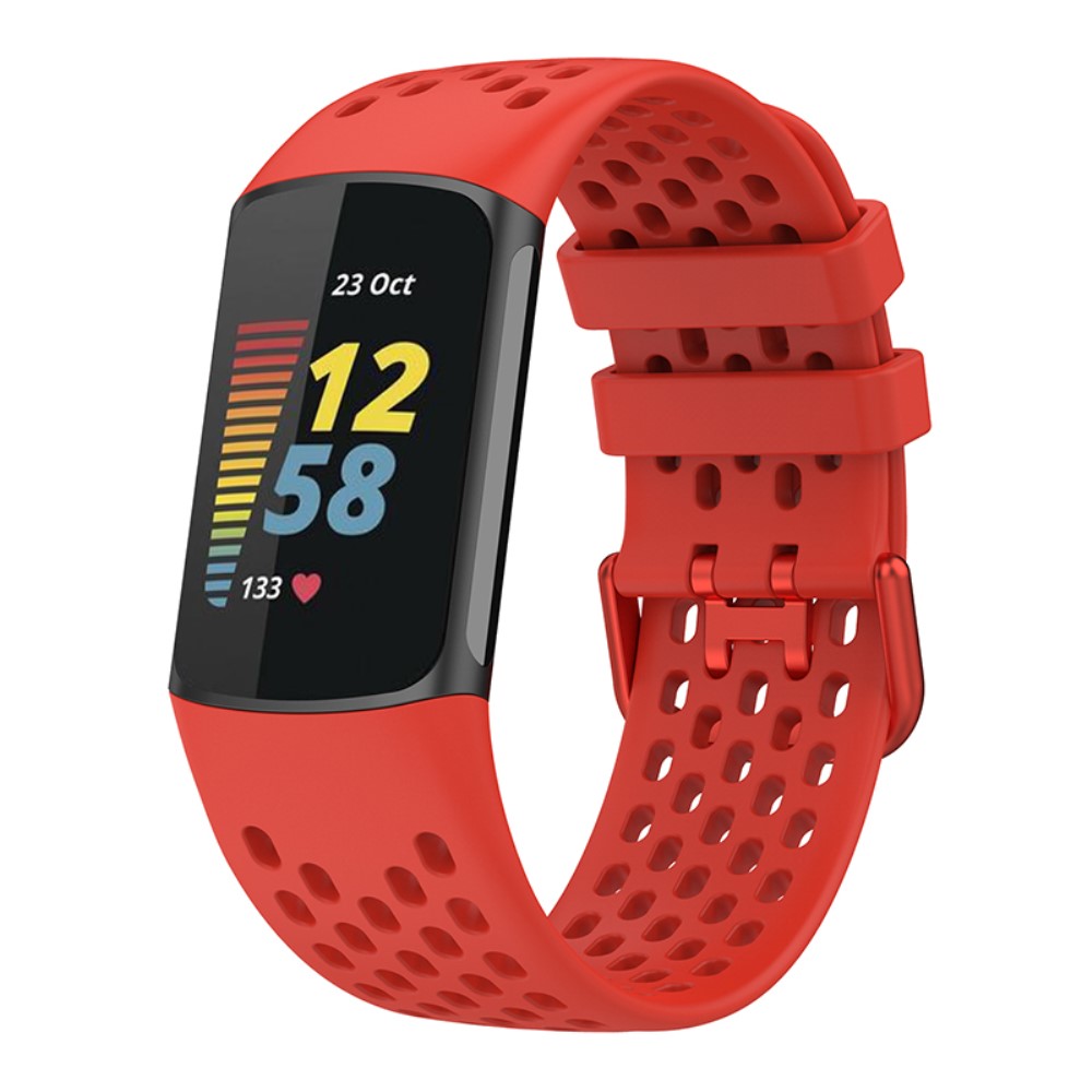  Fitbit Charge 6 / 5 Armband Silikon Ihåligt Röd