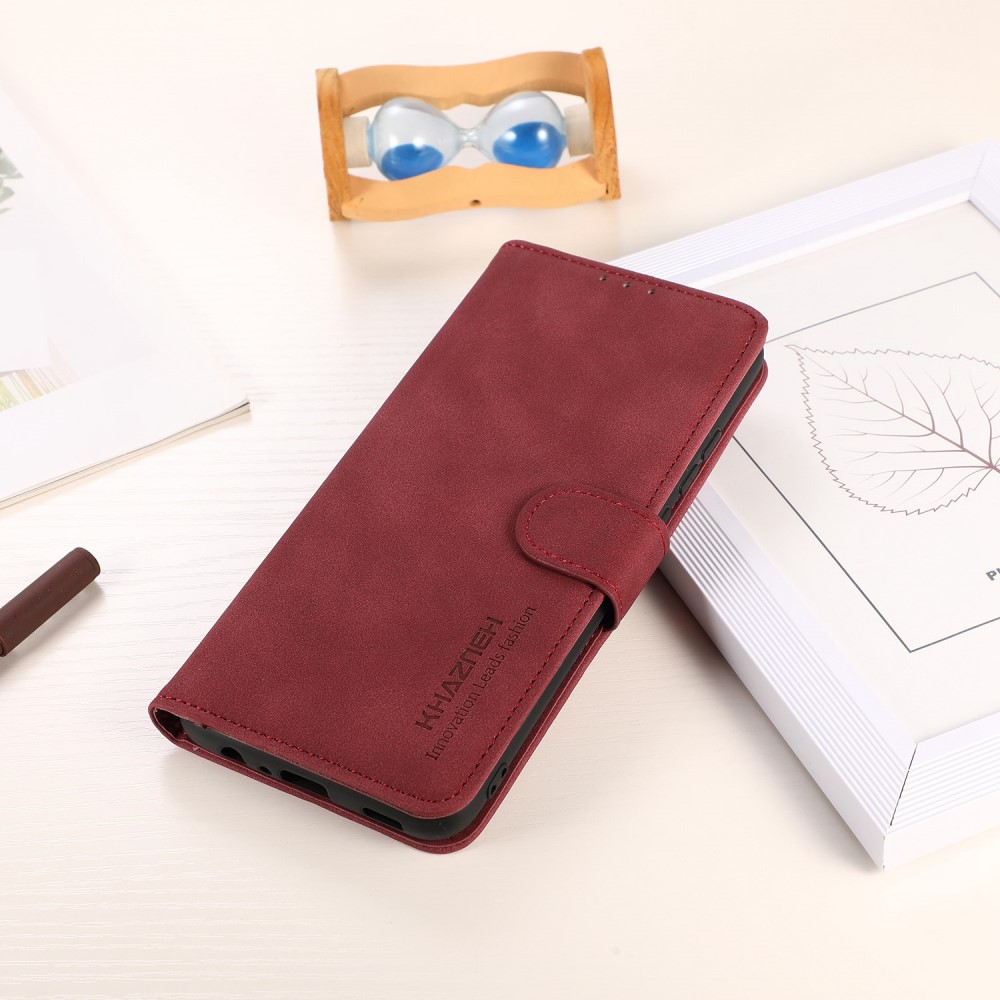 KHAZNEH KHAZNEH Xiaomi Redmi 10 5G Fodral Retro Läder Röd