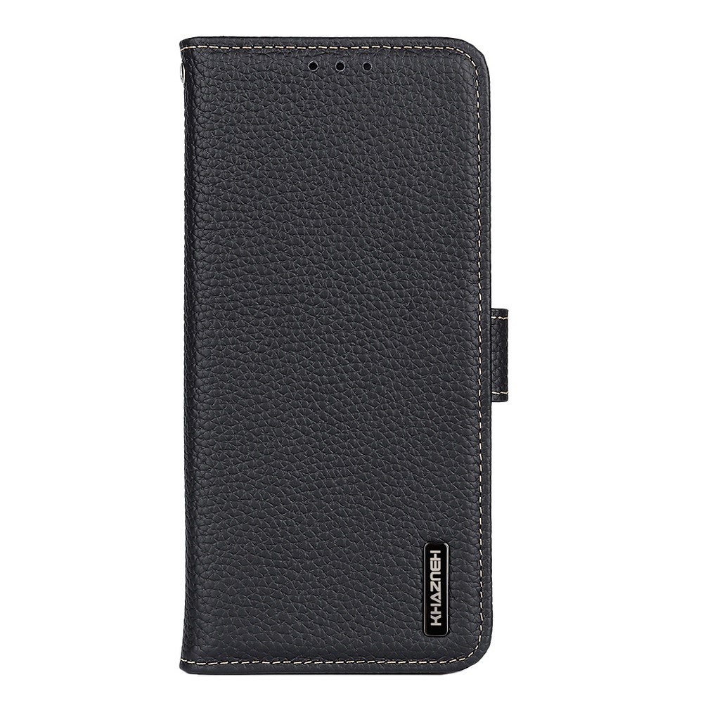 KHAZNEH KHAZNEH Xiaomi Redmi 10 5G Fodral Litchi Äkta Läder Svart