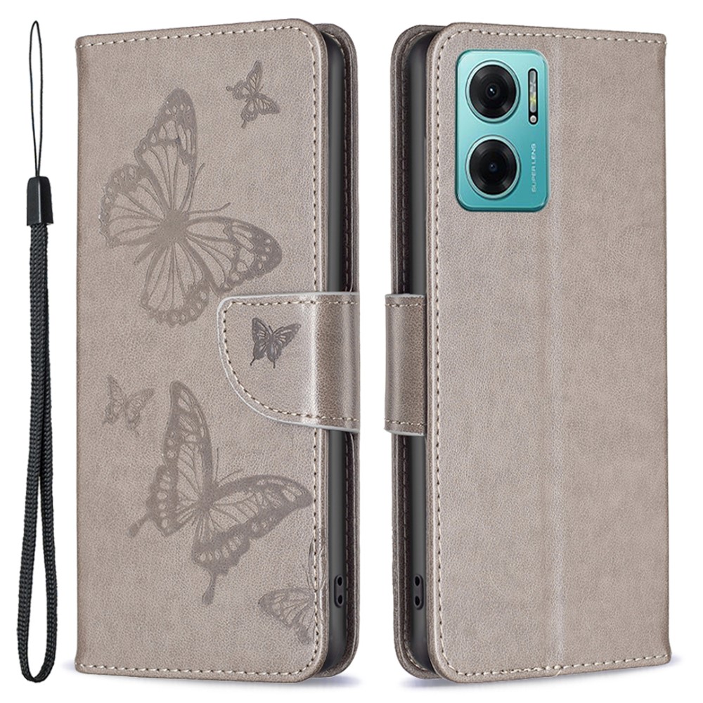  Xiaomi Redmi 10 5G Fodral Butterfly Grå