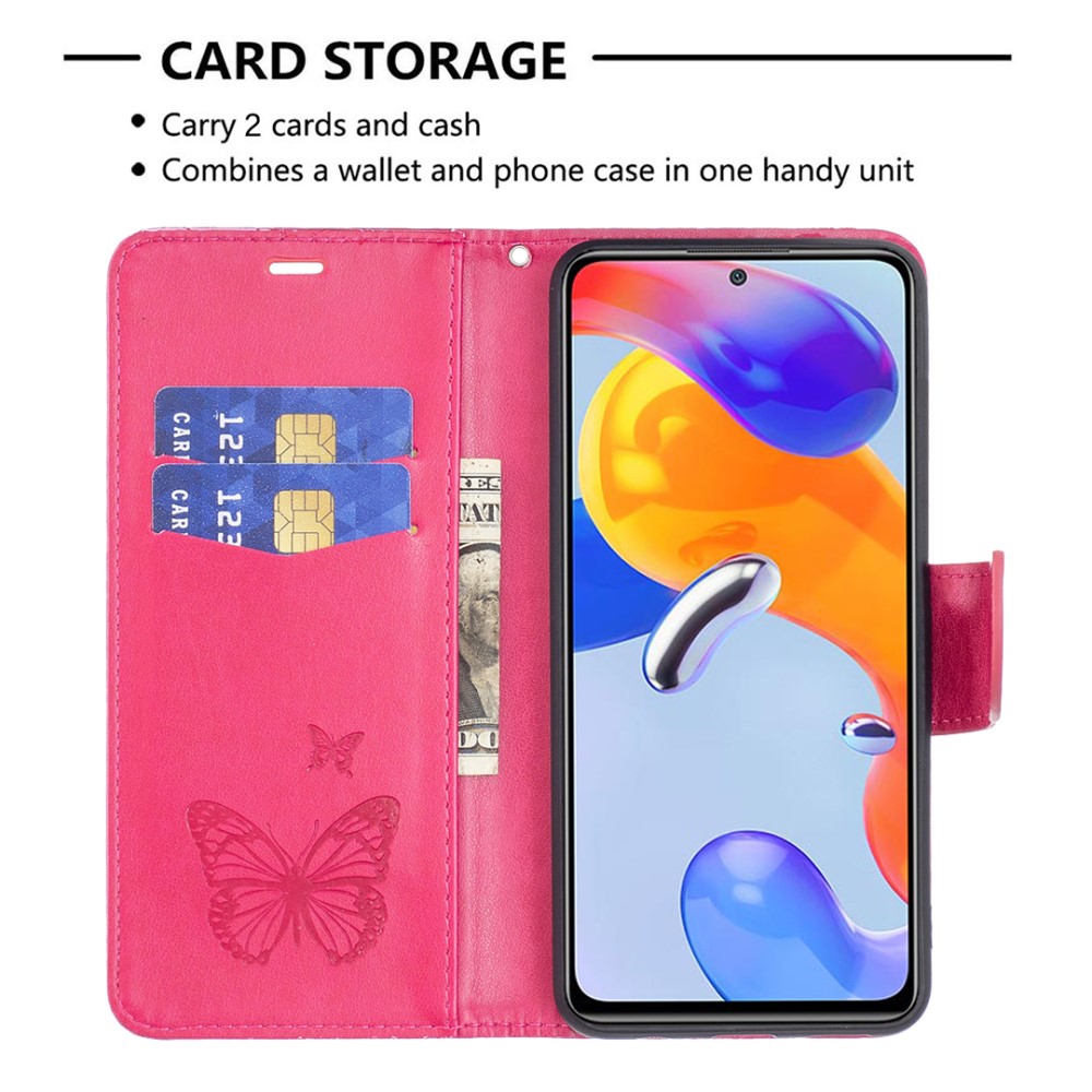  Xiaomi Redmi 10 5G Fodral Butterfly Rosa