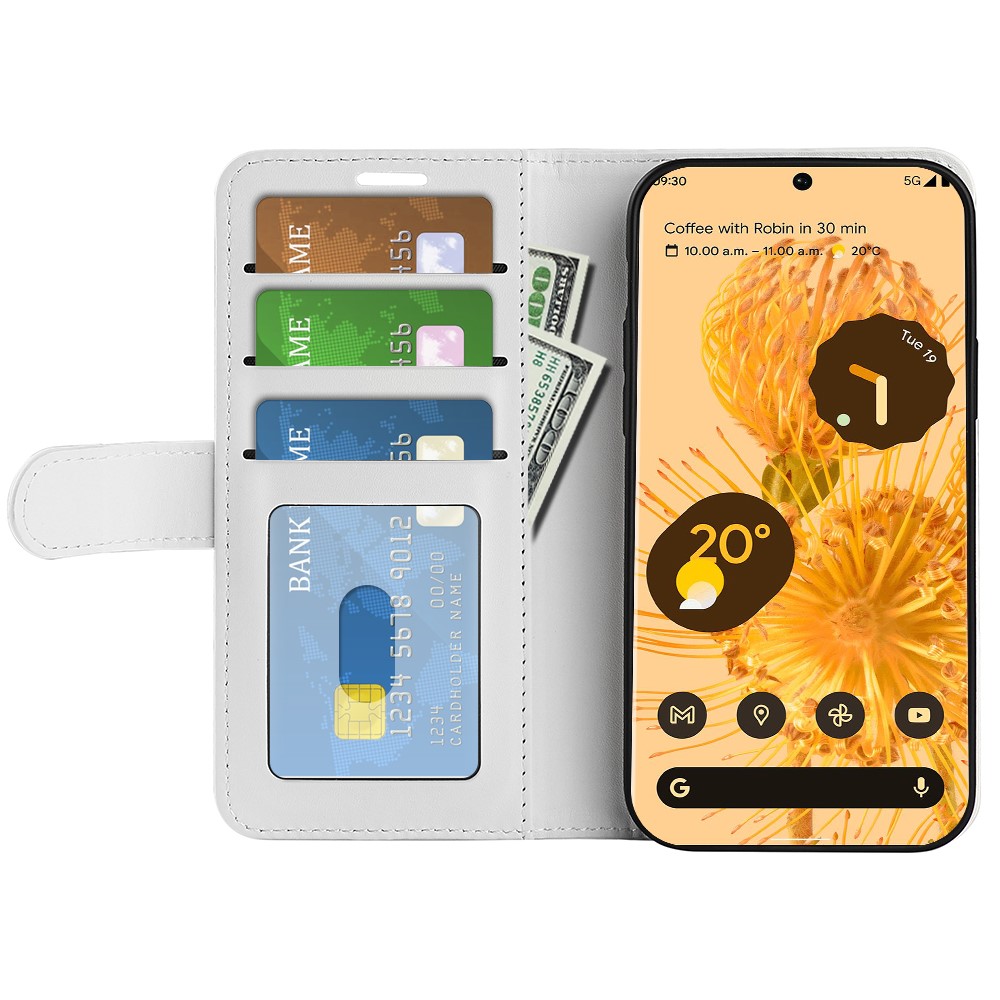  Google Pixel 7 Fodral Crazy Horse Läder Vit