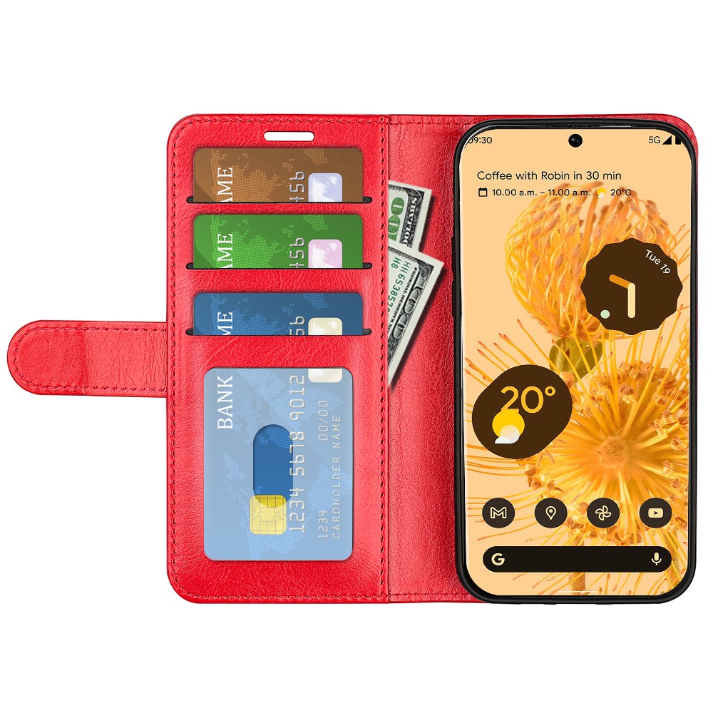  Google Pixel 7 Fodral Crazy Horse Läder Röd