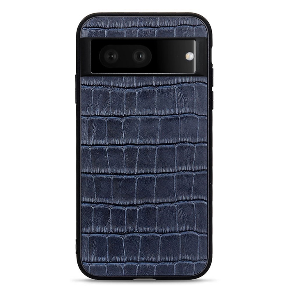  Google Pixel 7 Skal Äkta Läder Krokodil Textur Blå