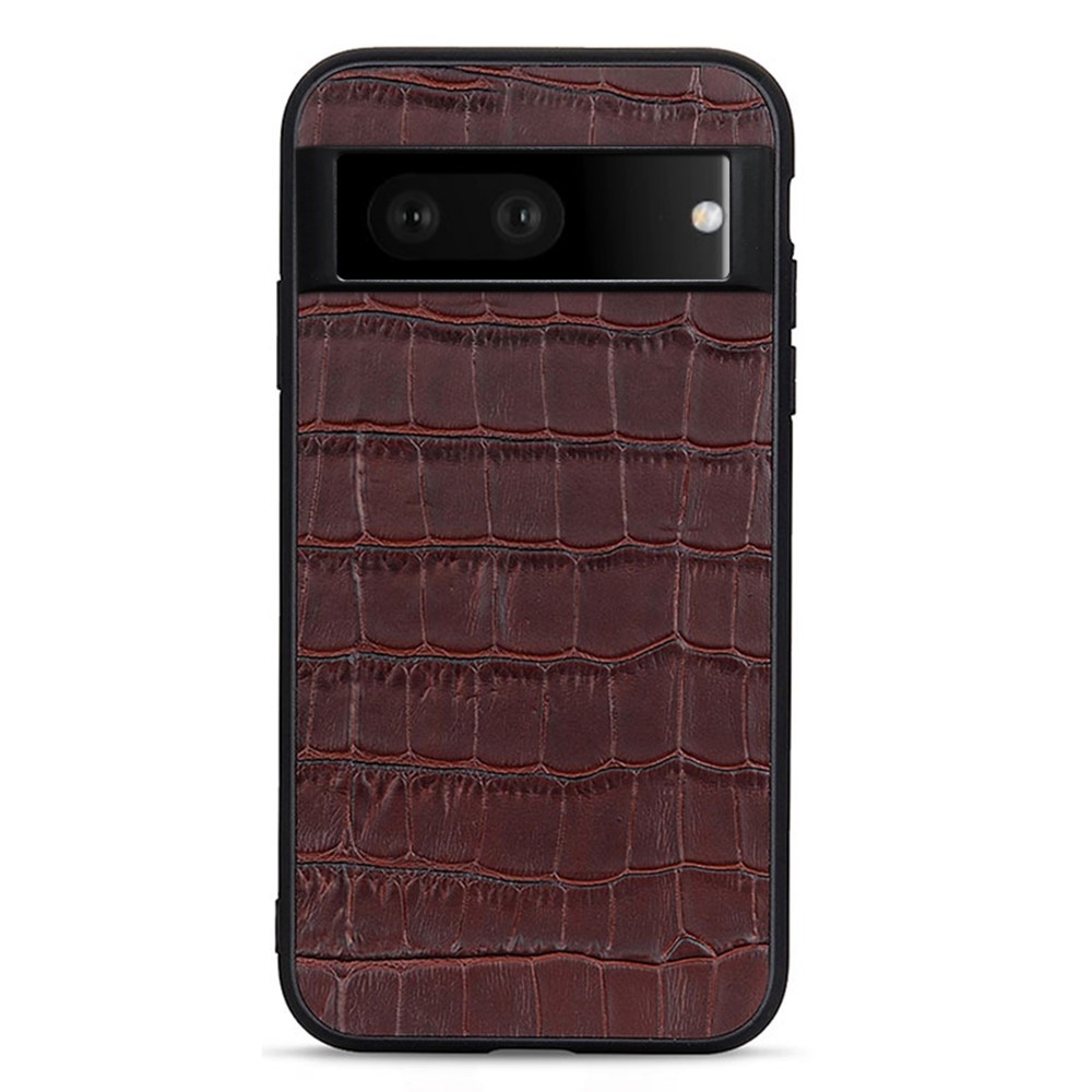  Google Pixel 7 Skal Äkta Läder Krokodil Textur Brun