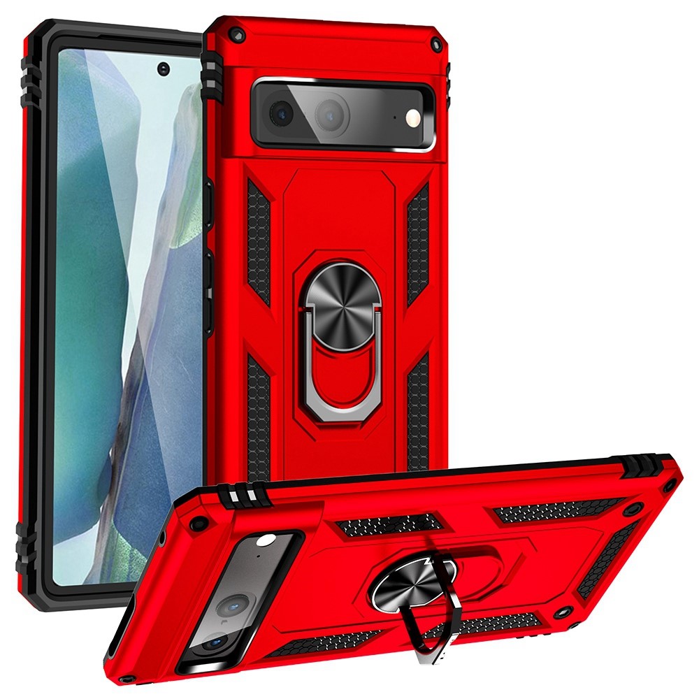  Google Pixel 7 Skal Shockproof Hybrid Ring Armor Röd