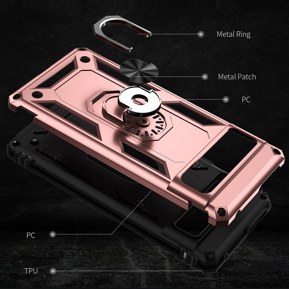  Google Pixel 7 Skal Shockproof Hybrid Ring Armor Roséguld