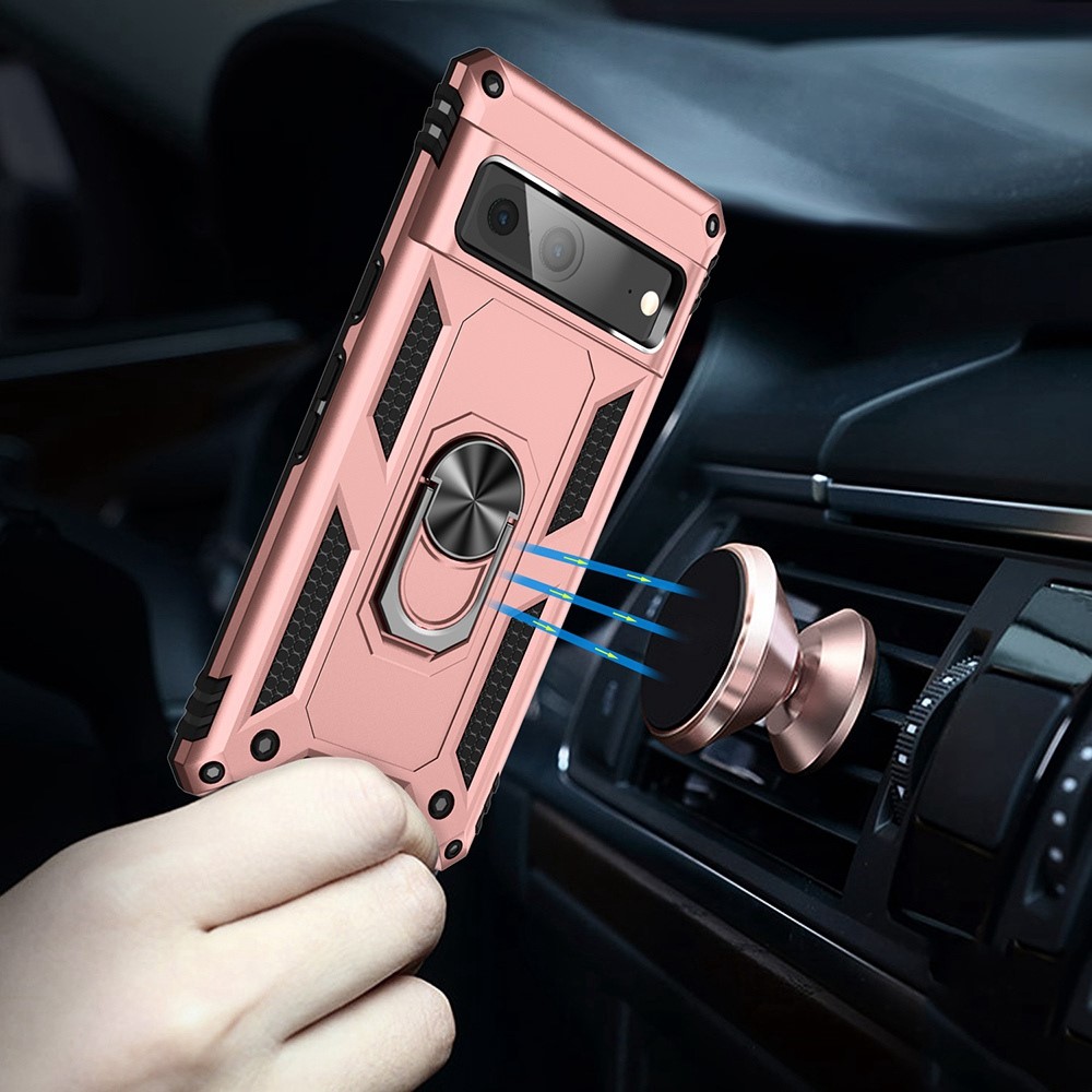  Google Pixel 7 Skal Shockproof Hybrid Ring Armor Roséguld