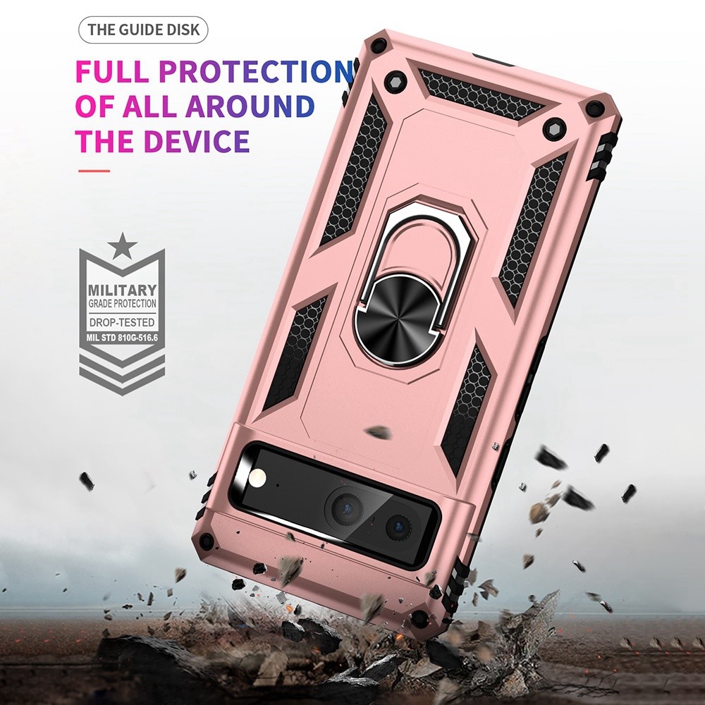  Google Pixel 7 Skal Shockproof Hybrid Ring Armor Roséguld