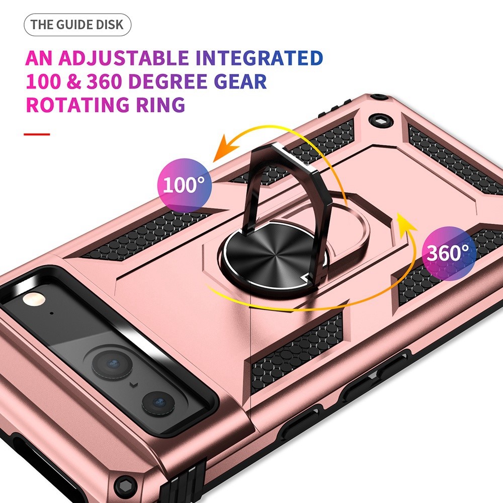  Google Pixel 7 Skal Shockproof Hybrid Ring Armor Roséguld