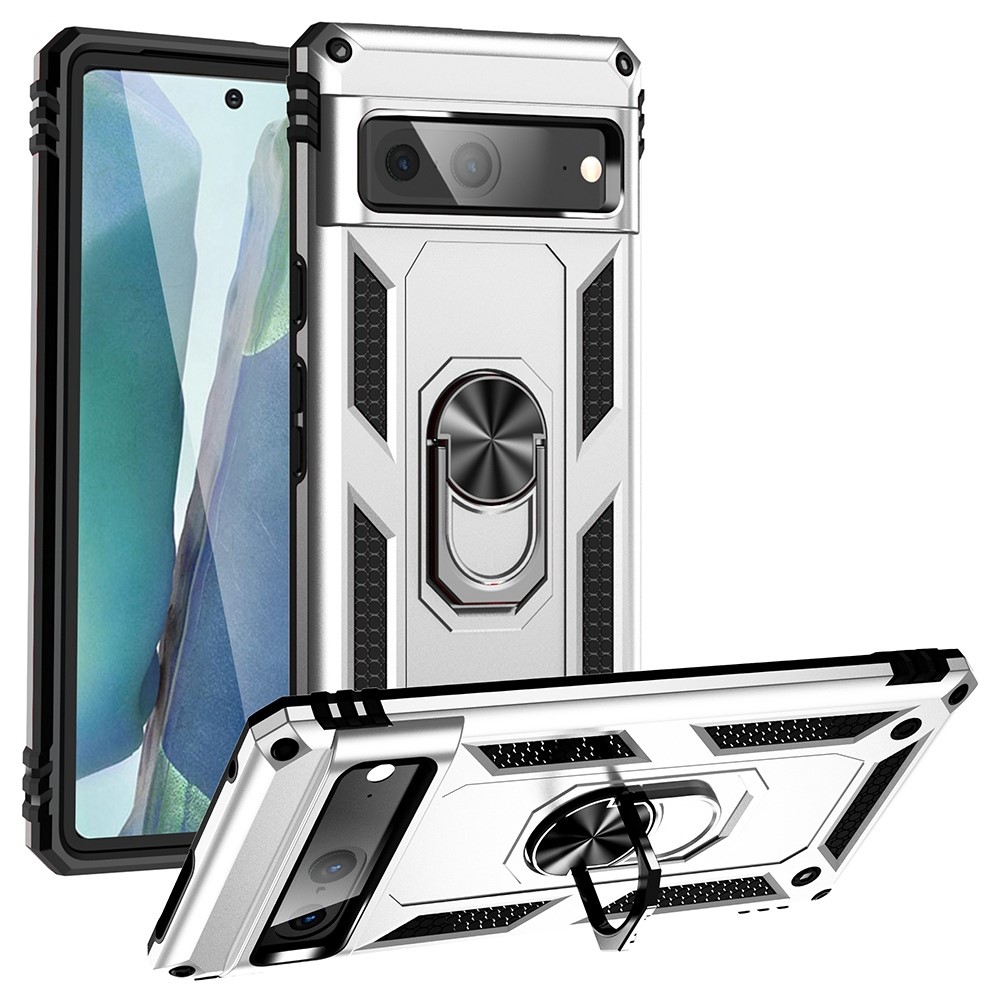  Google Pixel 7 Skal Shockproof Hybrid Ring Armor Silver