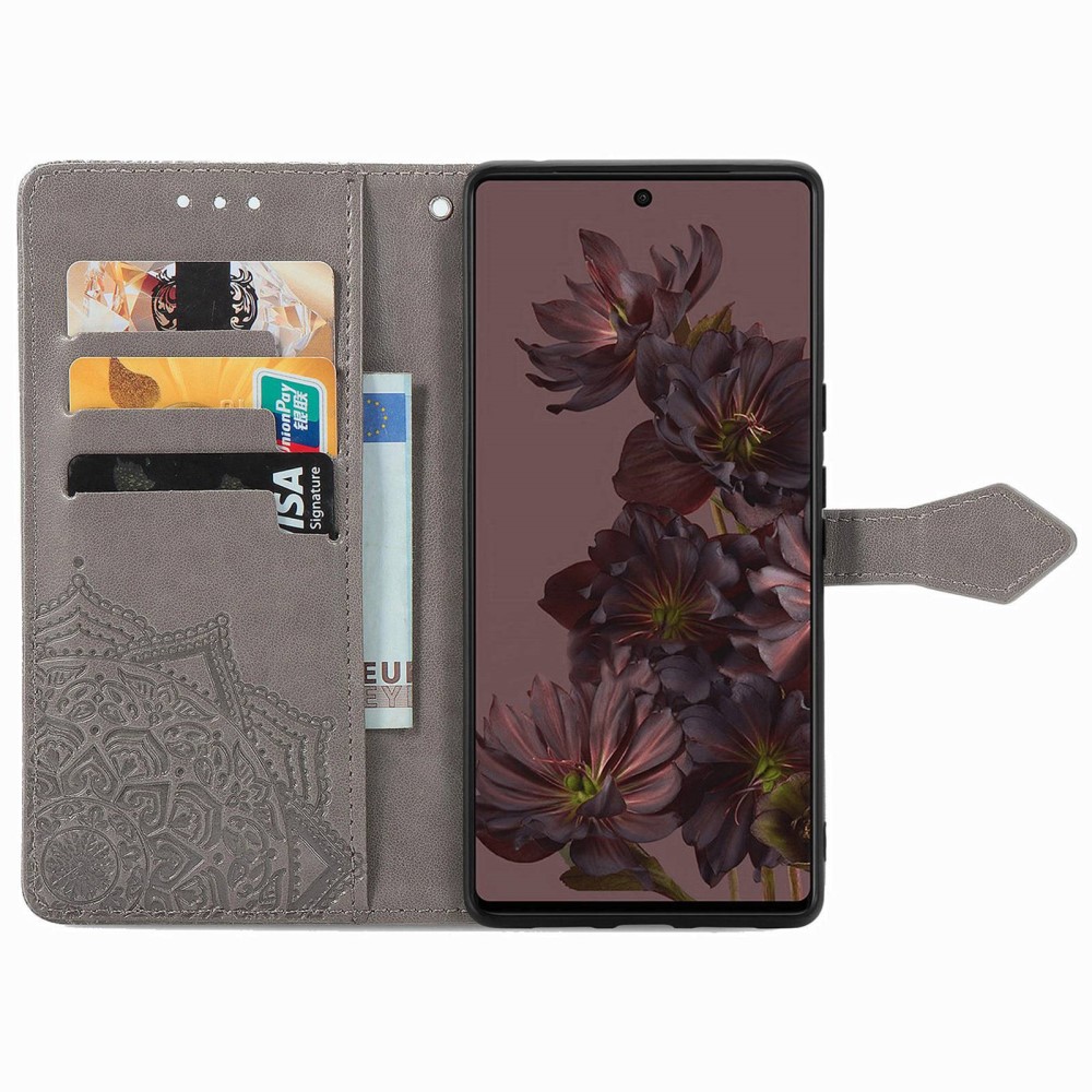  Google Pixel 7 Fodral Mandala Läder Grå