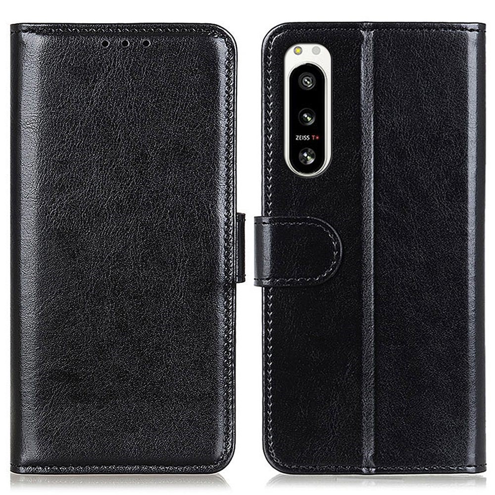  Sony Xperia 5 IV Fodral Crazy Horse Läder Svart