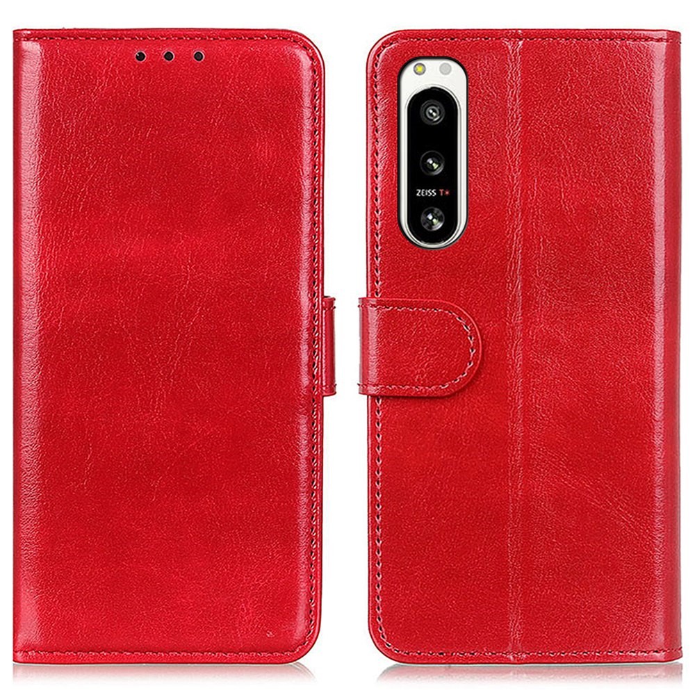  Sony Xperia 5 IV Fodral Crazy Horse Läder Röd