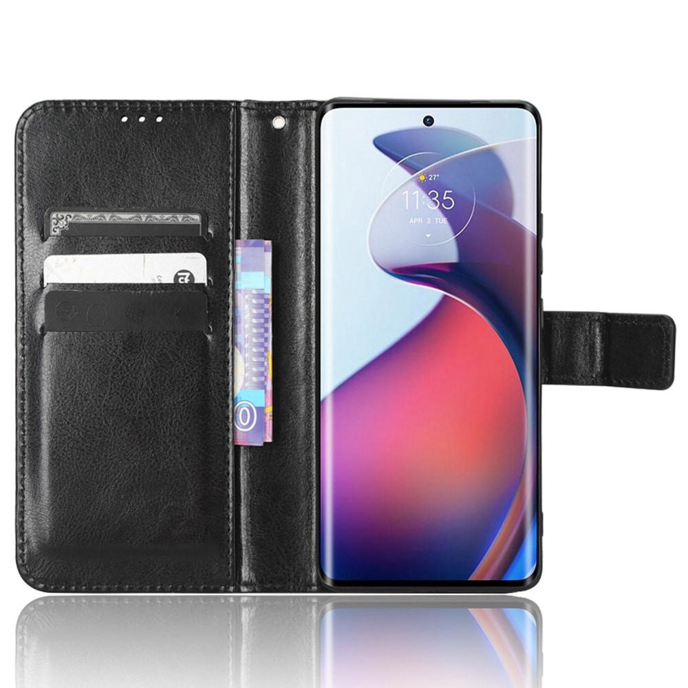  Motorola Edge 30 Fusion 5G Fodral Crazy Horse Läder Svart
