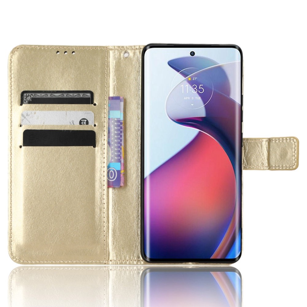  Motorola Edge 30 Fusion 5G Fodral Crazy Horse Läder Guld