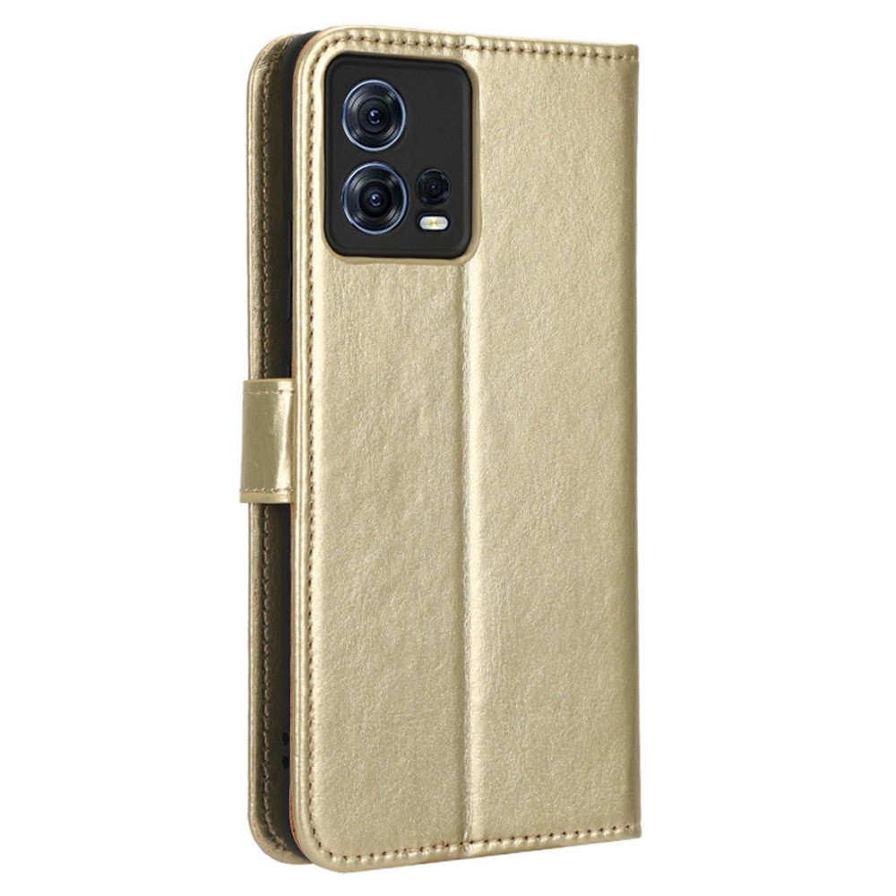  Motorola Edge 30 Fusion 5G Fodral Crazy Horse Läder Guld