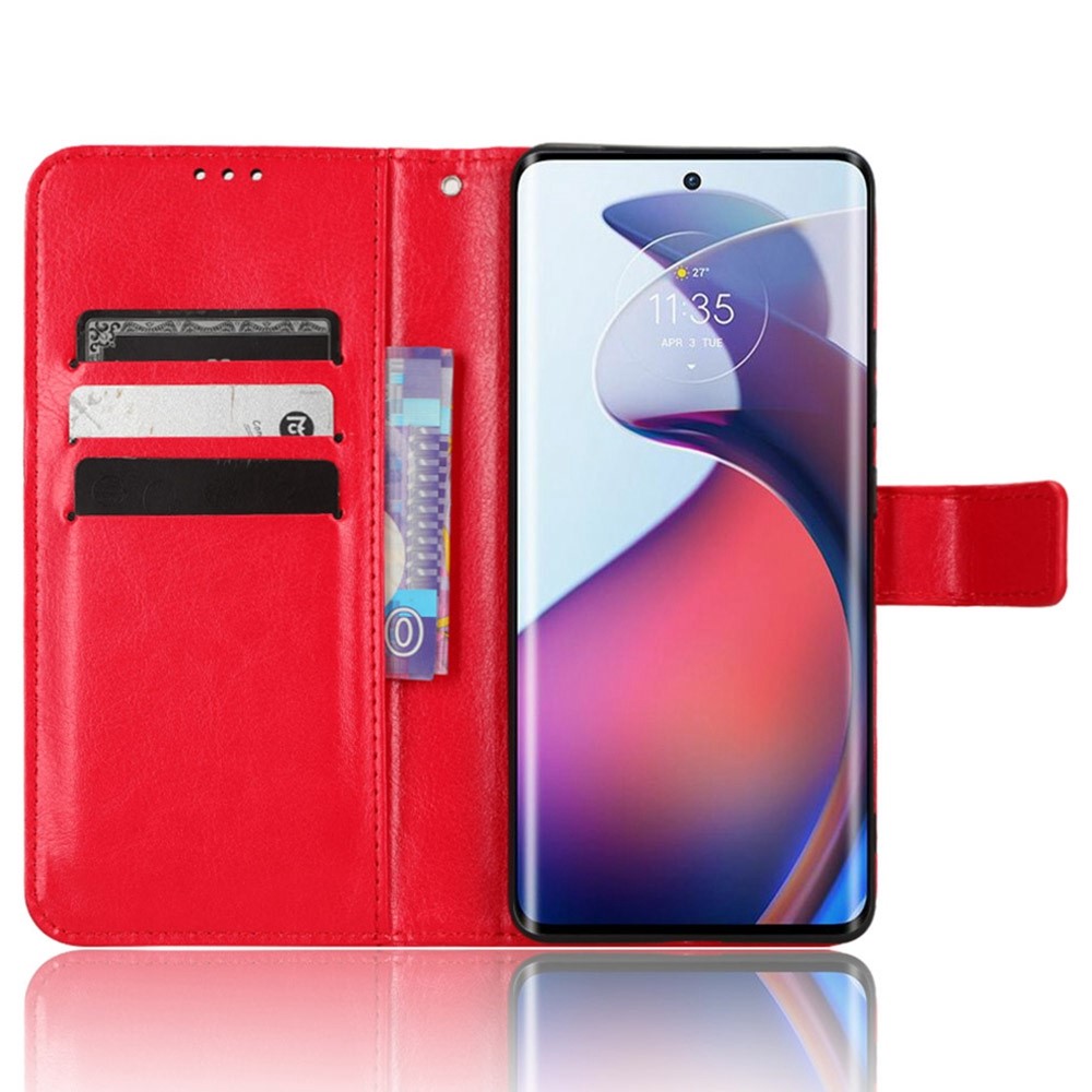  Motorola Edge 30 Fusion 5G Fodral Crazy Horse Läder Röd