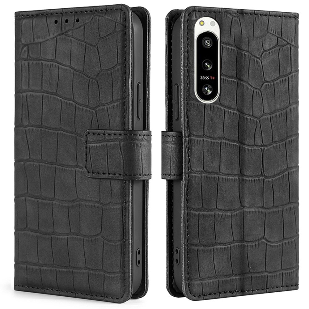  Sony Xperia 5 IV Fodral Krokodil Textur Svart